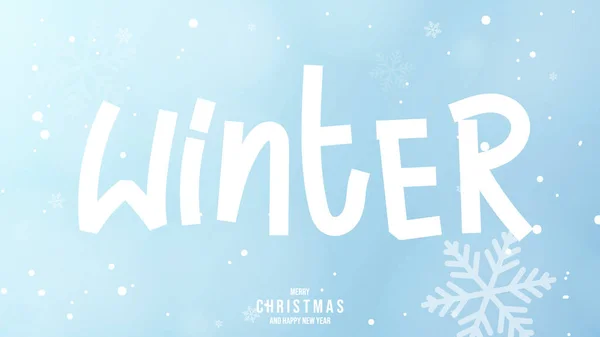 Winter Season Snowflake Christmas Holiday Blue Background Flat Modern Design — Stock Vector