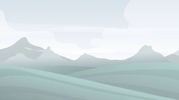 Vue Paysage Naturel Montagnes Vastes Prairies Illustration Vectorielle Eps — Image vectorielle