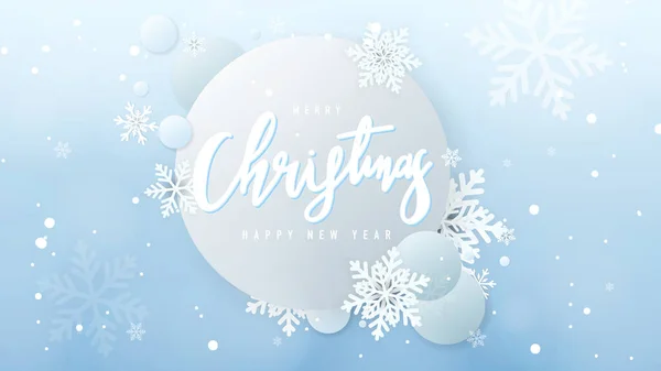 Feliz Navidad Feliz Año Nuevo Con Copo Nieve Temporadas Invierno — Vector de stock
