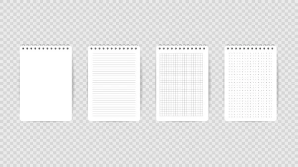 Set Cuaderno Blanco Sobre Fondo Transparente Diseño Moderno Plano Ilustración — Vector de stock