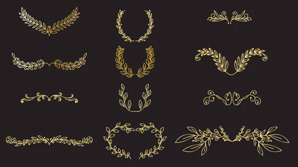 Рука Намальована Золота Квітка Ботанічні Елементи Ізольований Фон Плоский Сучасний — стоковий вектор