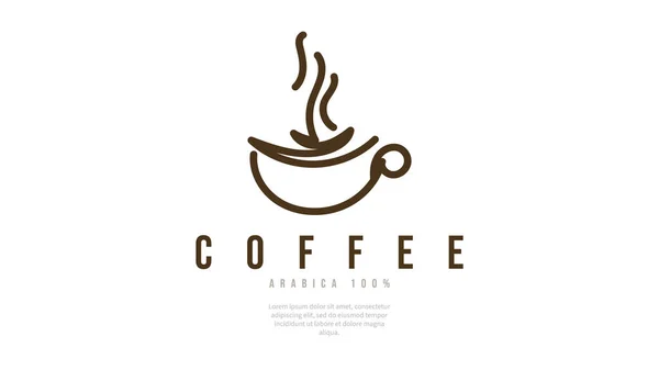 Handschrift Mit Kaffeetasse Logo Isoliert Auf Weißem Hintergrund Vektor Illustration — Stockvektor