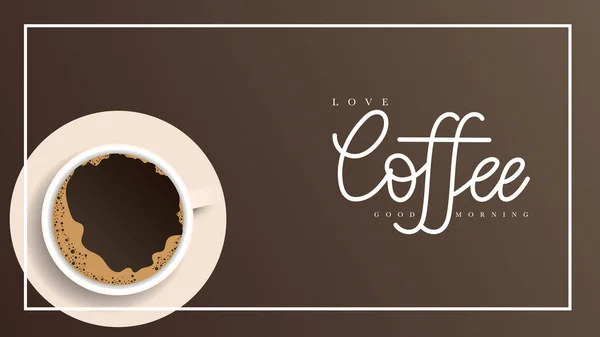 Kaffee Handschrift Mit Kaffeetasse Und Rahmen Isoliert Auf Braunem Hintergrund — Stockvektor