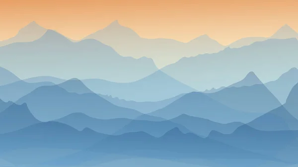 Vue Paysage Naturel Chevauchement Des Vallées Crépuscule Illustration Vectorielle Eps — Image vectorielle