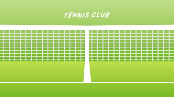 Tennis White Line Green Court Tennis Mit Netz Einfache Flache — Stockvektor