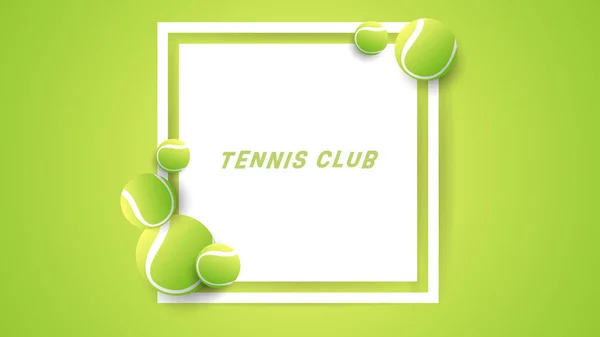 Cadre Balle Tennis Sur Fond Vert Avec Espace Copie Texte — Image vectorielle