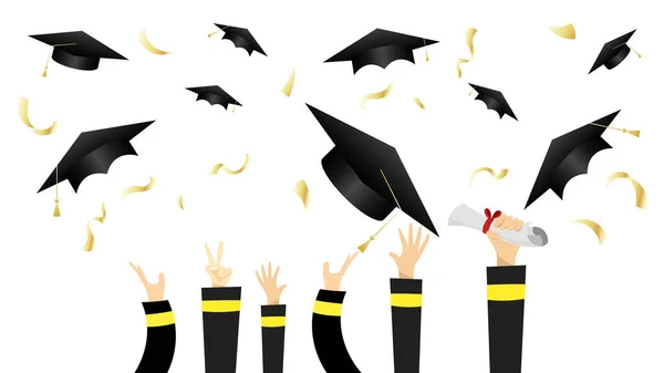 Graduation Cap Gratulation Vorlage Für Graduierungsdesign Isoliert Auf Weißem Hintergrund — Stockvektor