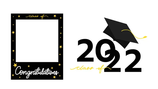 Mezuniyet 2022 sembolünde çerçeve, beyaz arkaplanda izole edilmiş, Vektör illüstrasyon EPS 10