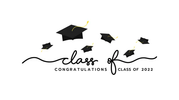 Mezuniyet şapkası sembollü 2022 sınıfı el yazısı, beyaz arkaplanda izole edilmiş, Vektör illüstrasyon EPS 10