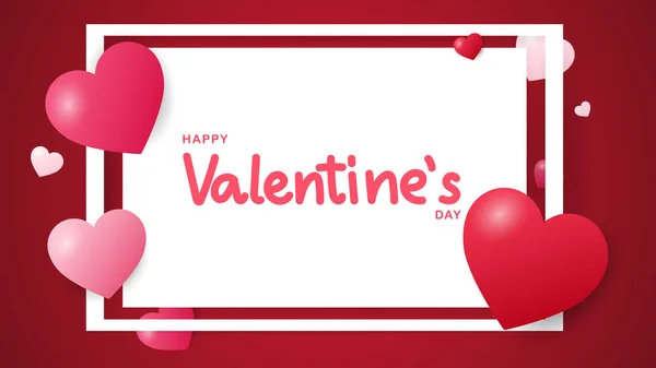 Серце Білим Папером Frame Valentine Day Red Background Flat Modern — стоковий вектор