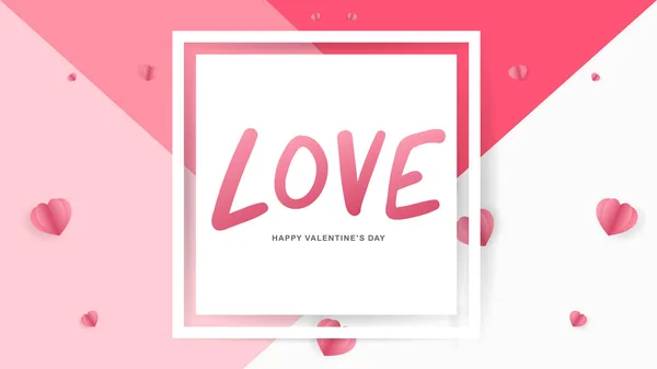 Amor Quadro Papel Branco Com Coração Dia Dos Namorados Fundo — Vetor de Stock