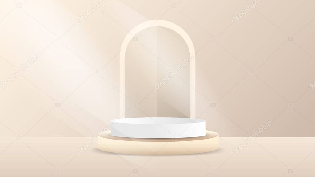 Podium  minimal with sunlight  abstract background , 3D stage podium display product , stand to show cosmetic products ,illustration 3d Vector EPS 10