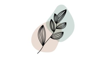 Beyaz arkaplanda en az izole edilmiş yaprak çizgisi, Vektör illüstrasyon EPS 10