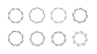 Çelenk yeşil yaprak çerçeve, Düz Modern tasarım, illüstrasyon Vektör EPS 10