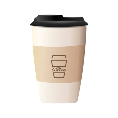 Beyaz arka planda izole edilmiş fincan sıcak kahve, vektör illüstrasyon EPS 10