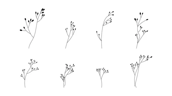 Linje Ritning Minimalistiska Blommor Isolerad Vit Bakgrund Vektor Illustration Eps — Stock vektor