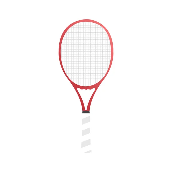 Red Tennis Racket White Handle Isolated White Background Vector Illustration — ストックベクタ
