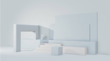 Penceresi olan beyaz bir odanın 3D görüntülemesi