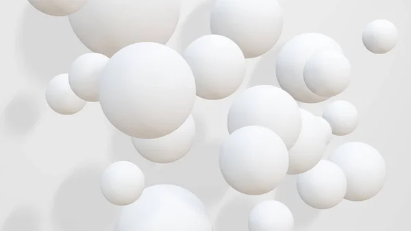 Render Ball Cor Branca Flutuando Com Luz Sombra Fundo Branco — Fotografia de Stock