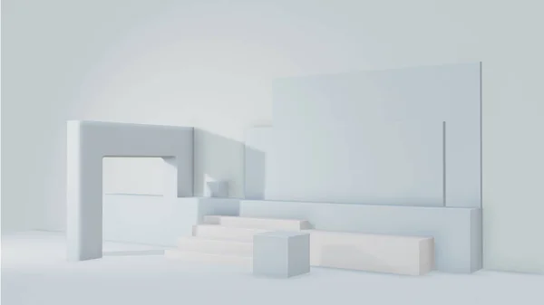 Penceresi olan beyaz bir odanın 3D görüntülemesi