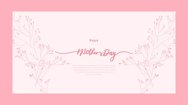 Happy Mother Day Handwriting Calligraphy Symbols Flowers Pink Background Vector — Stok Vektör