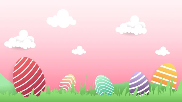 Happy Easter Background Easter Day Pink Background Illustration Vector Eps — Image vectorielle