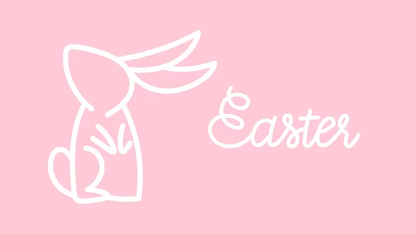 Великодня Рука Написана Кроликом Великдень Рожевому Фоні Ілюстрація Вектор Eps — стоковий вектор