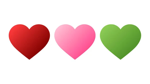 Heart Shape Red Pink Green Vector Isolated White Background Vector — Stockový vektor