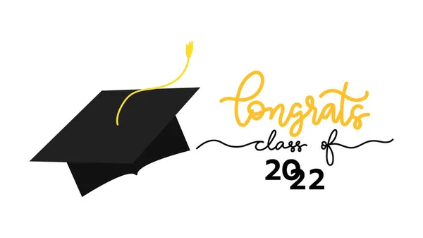 2022 El yazısı Sınıfı Tebrikler Sınıf 2022, mezuniyet tasarımı için semboller. Beyaz arkaplanda izole edilmiş, Vektör illüstrasyon EPS 10