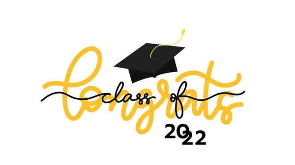 2022 El yazısı Sınıfı Tebrikler Sınıf 2022, mezuniyet tasarımı için semboller. Beyaz arkaplanda izole edilmiş, Vektör illüstrasyon EPS 10