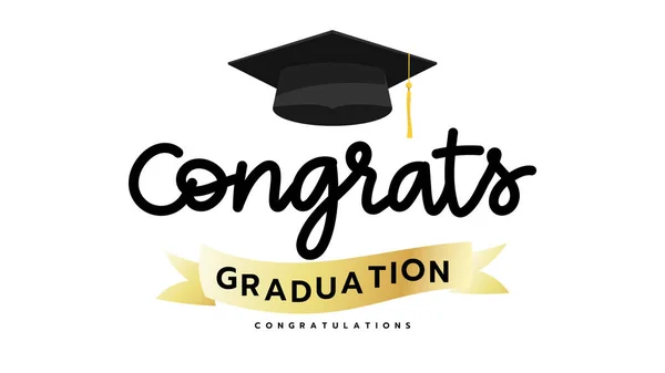 Congrats Handwriting Calligraphy Symbols Template Graduation Design Isolated White Background — Wektor stockowy