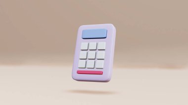 Hesaplayıcı model 3d görüntüleme bir krem arkaplan üzerinde izole edilmiş, üç boyutlu resimleme