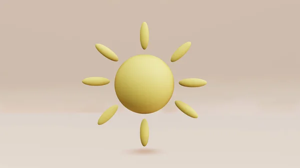 Sun Model Rendering Isolated Cream Background Rendering Illustration — 스톡 사진