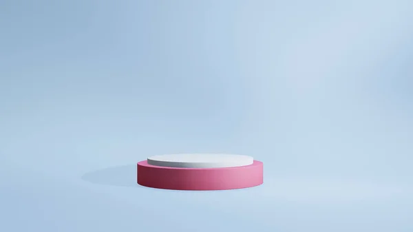 Abstract Background Pink White Podium Blue Background Rendered Illustration — Stock Fotó