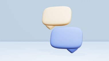 Sohbet kutusu 3D görüntüleme modeli mavi arkaplan üzerinde izole edilmiş, 3D resimleme