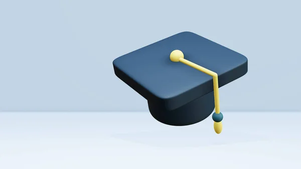 Graduation Cap Model Rendering Isolated Blue Background Rendering Illustration — Stockfoto