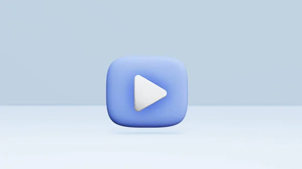 Play Icon Model Rendering Isolated Blue Background Rendering Illustration — стоковое фото