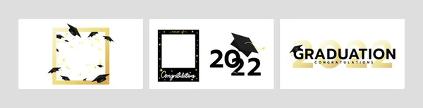 Set Graduation Background Content Online Class 2022 Logo Simple Congratulations — Stock Vector