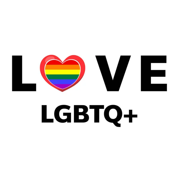 带有心脏颜色Lgbtq 骄傲旗或白色背景下分离的Lgbt彩虹的Love符号 矢量插图Eps — 图库矢量图片