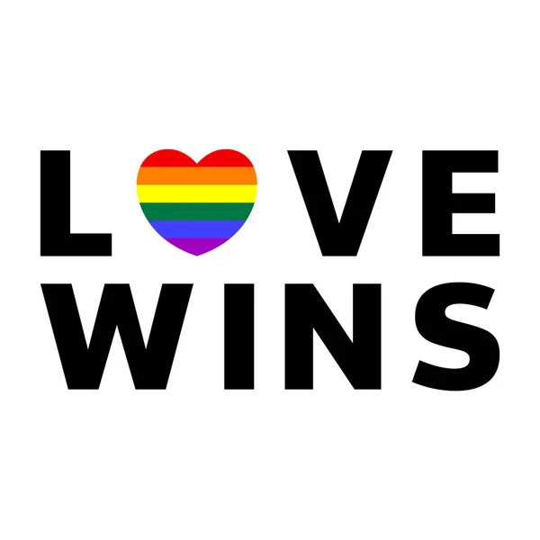 Love Wins Símbolos Con Bandera Orgullo Lgbt Color Arco Iris — Archivo Imágenes Vectoriales