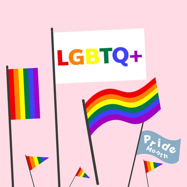 Lgbtq 在粉色背景上孤立的Lgbtq 骄傲旗或彩虹 矢量插图Eps — 图库矢量图片