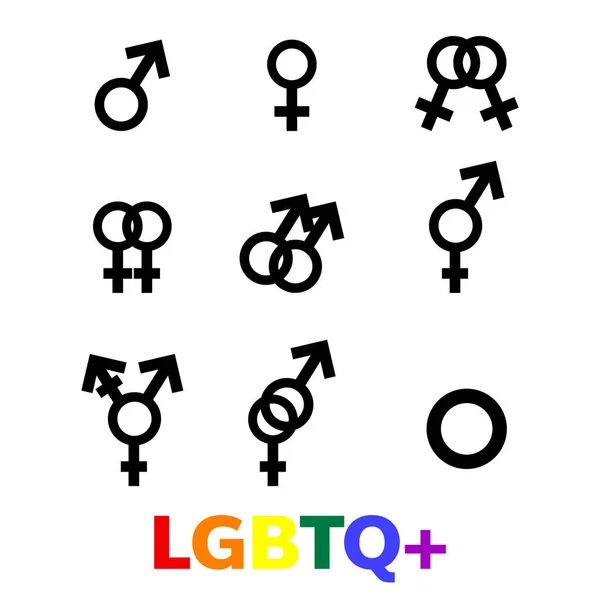 Gender Symbol Icon Set Male Female Symbols Vector Illustration — Stock Vector
