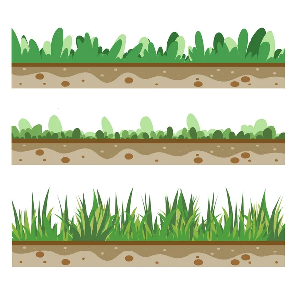 Grünes Gras Und Pflanzen Vektorillustration — Stockvektor