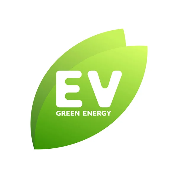 Das Grüne Blatt Symbol Symbolisiert Saubere Energie Elektrofahrzeugtechnologie Isoliert Auf — Stockvektor