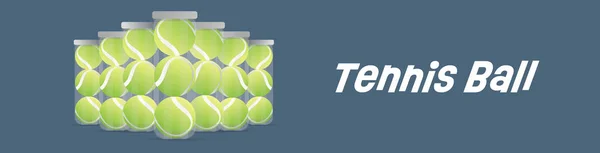 Banner Tennis Balls Canister Copy Space Foe Text Tennis Symbols — Stock Vector