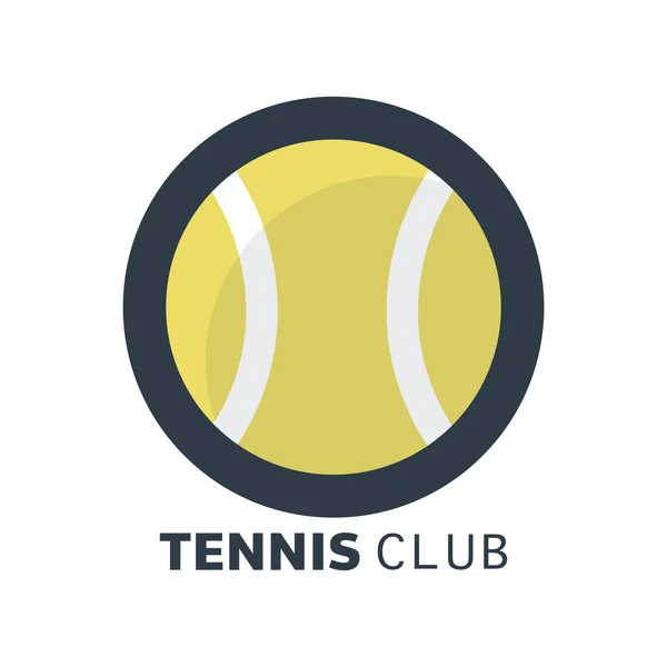 テキスト用のコピースペースを持つテニスボールのロゴベクトル テニスシンボルフラットモダンなデザイン 白の背景に隔離された イラストベクトルEps — ストックベクタ