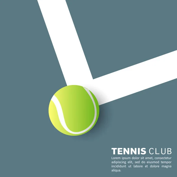 Tennisball Auf Der Weißen Linie Unscharfen Tennisplatz Illustrationen Für Den — Stockvektor