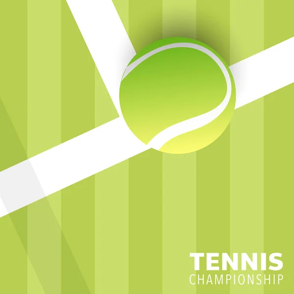 Balle Tennis Sur Ligne Blanche Sur Court Tennis Vecteur Vert — Image vectorielle