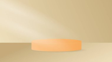 Arkadaki beyaz podyumlu turuncu ürün görüntüsü. Taze akıl, illüstrasyon 3d Vektör EPS 10