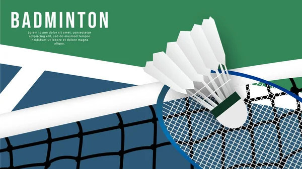 Shuttlecock White Net Court Indoor Badminton Sports Wallpaper Background Copy — Vetor de Stock
